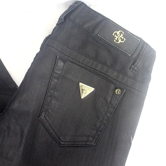 Guess Denim - Guess Premium Women Black Wax Coated Gold Triangle
